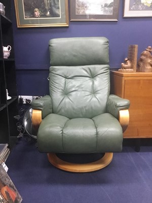 Lot 260 - A LOT OF TWO MODERN GREEN ARMCHAIRS