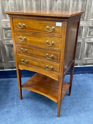 Lot 335 - AN EDWARDIAN MAHOGANY MUSIC CABINET