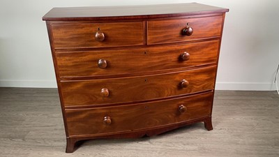Lot 849 - A 19TH CENTURY MAHOGANY BOWFRONT CHEST OF DRAWERS