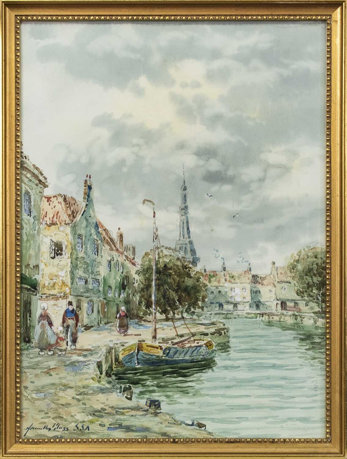 Lot 415 - CANAL SCENES, A PAIR OF WATERCOLOUR BY JOHN HAMILTON GLASS