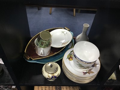 Lot 354 - A CROWN DEVON DISH, NORITAKE LIDDED JAR, AYNSLEY VASE AND OTHER CERAMICS