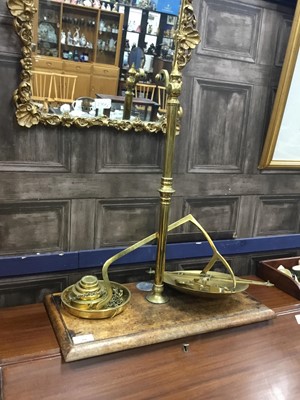 Lot 360 - A SET OF BRASS SCALES AND WEIGHTS