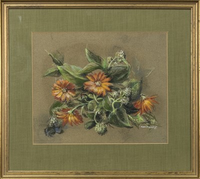 Lot 60 - MARIGOLDS, A PASTEL BY MONICA BERLEY