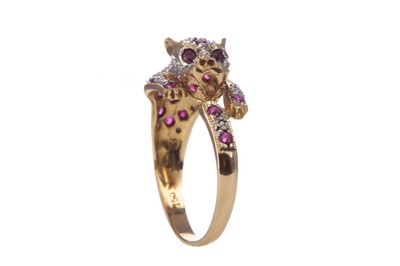 Lot 345 - A RUBY AND DIAMOND PANTHER RING