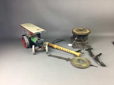 Lot 310 - A MAMOD STEAM TRACTOR MODEL, WALL CLOCK MOVEMENT AND A RECORDER