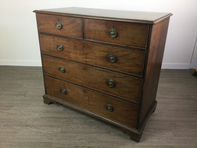 Lot 315 - A GEORGE III MAHOGANY CHEST OF TWO SHORT OVER TWO LONG DRAWERS