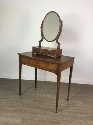 Lot 319 - A 19TH CENTURY MAHOGANY SIDE TABLE AND A DRESSING MIRROR