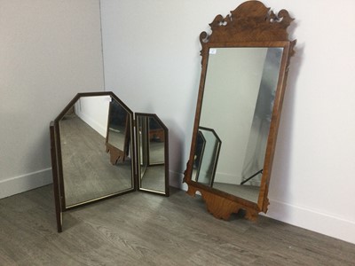 Lot 324 - A MAHOGANY TRIPLATE DRESSING MIRROR AND ANOTHER MIRROR