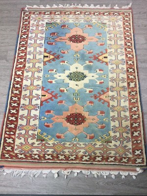 Lot 368 - A MIDDLE EASTERN FRINGED RUG AND ANOTHER