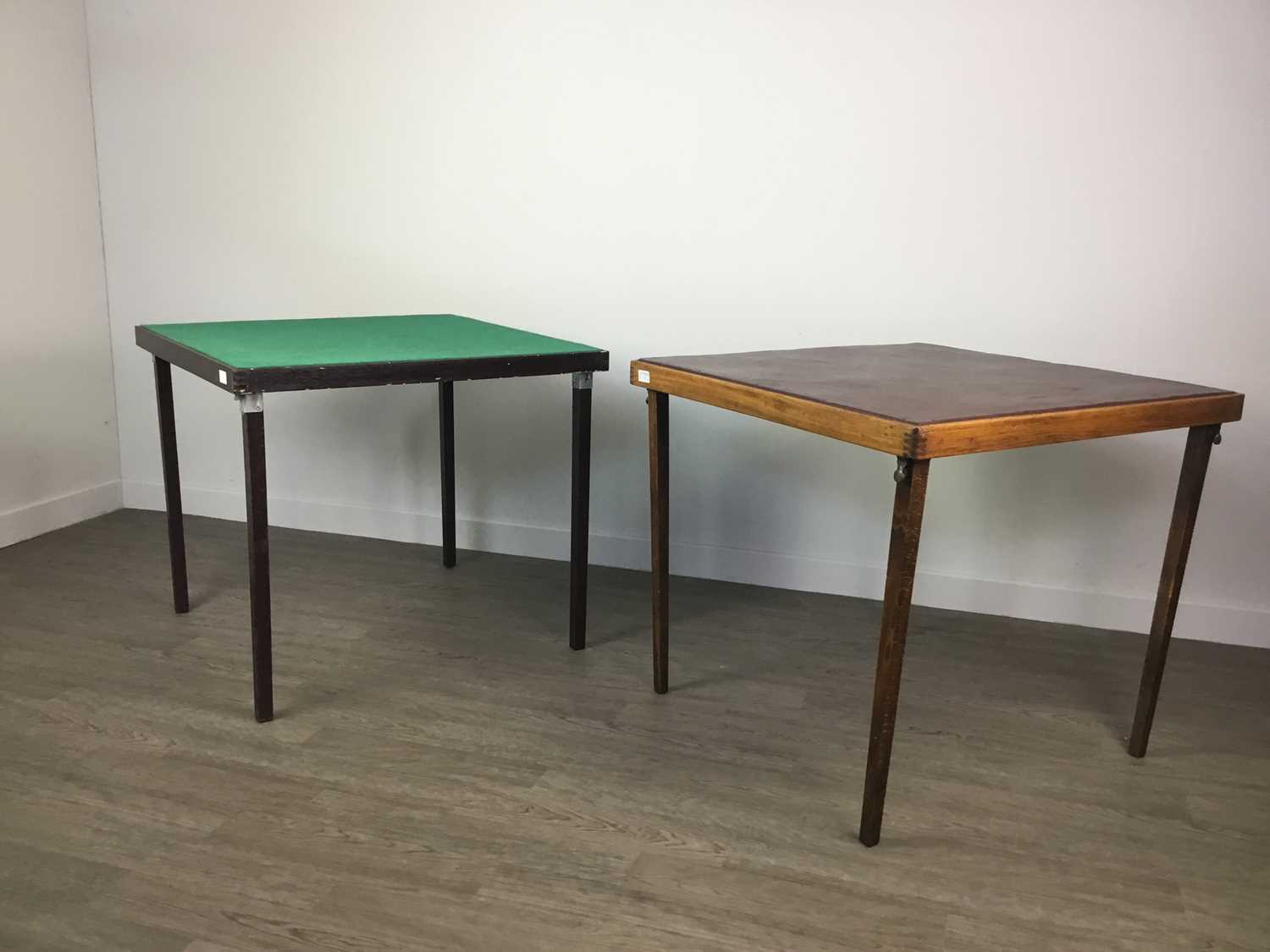 Lot 374 - A LOT OF TWO FOLDING BRIDGE TABLES