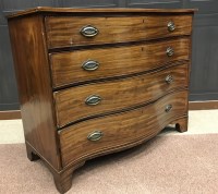 Lot 1272 - LATE GEORGE III MAHOGANY CHEST OF SERPENTINE...