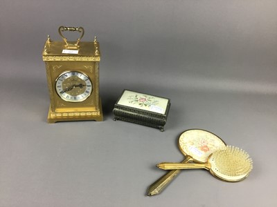 Lot 392 - A BRASS CASED MANTEL CLOCK AND OTHER ITEMS