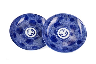 Lot 1917 - A PAIR OF EARLY 20TH CENTURY CHINESE BLUE AND WHITE CIRCULAR CHARGERS