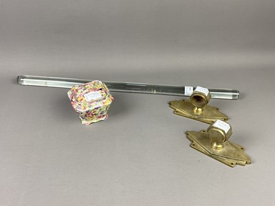 Lot 399 - AN ART DECO CYLINDRICAL GLASS DOOR HANDLE