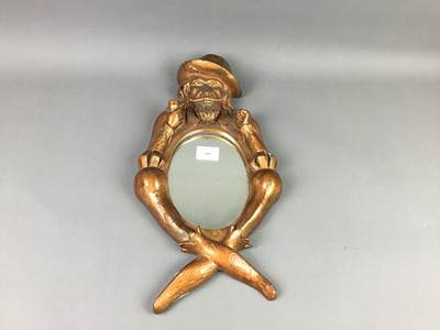 Lot 400 - A GILDED OAK AND PLASTER NOVELTY WALL MIRROR