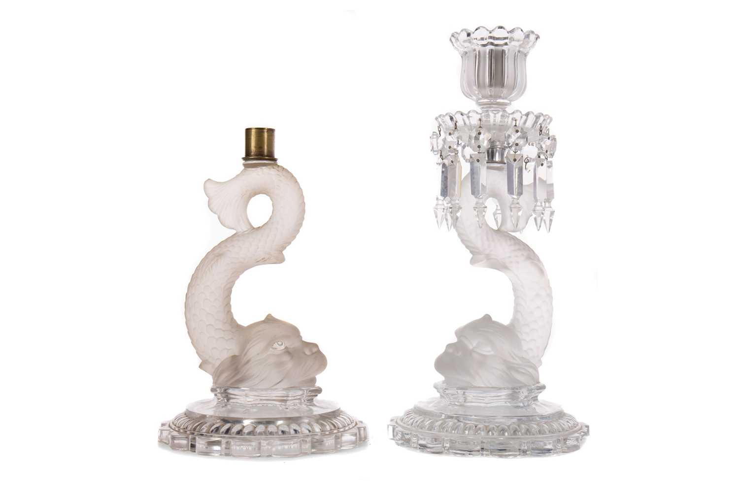 Lot 1125 - A PAIR OF BACCARAT CANDLESTICKS