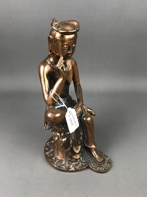 Lot 419 - A DECORATIVE EASTERN FIGURE AND A CHINESE PLAQUE