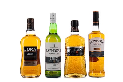 Lot 125 - HIGHLAND PARK 12 YEARS OLD, JURA JOURNEY, BOWMORE LEGEND, AND LAPHROAIG SELECT