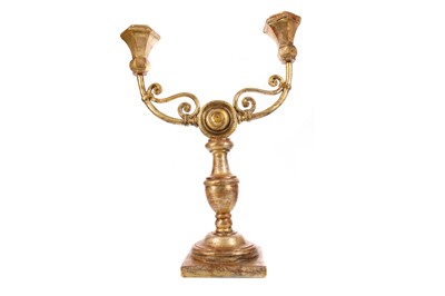 Lot 1341 - A GILTWOOD TWIN BRANCH CANDELABRUM