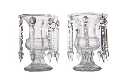 Lot 731 - A PAIR OF VICTORIAN GLASS LUSTRES