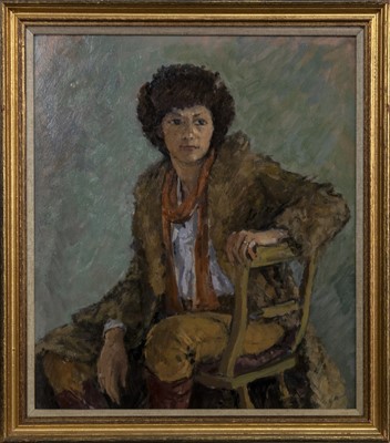 Lot 75 - PORTRAIT OF A LADY, AN OIL BY ANTHONY BAYNES