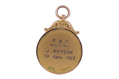 Lot 1705 - THE BUTE COUNTY CUP GOLD BOWLING MEDAL 1928