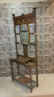 Lot 1299 - EDWARDIAN OAK HALL STAND the back with pierced...