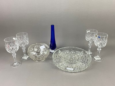 Lot 160A - A SET OF SIX BOHEMIA CRYSTAL GLASSES, A CRYSTAL BOWL AND A HORS D'OEUVRES DISH