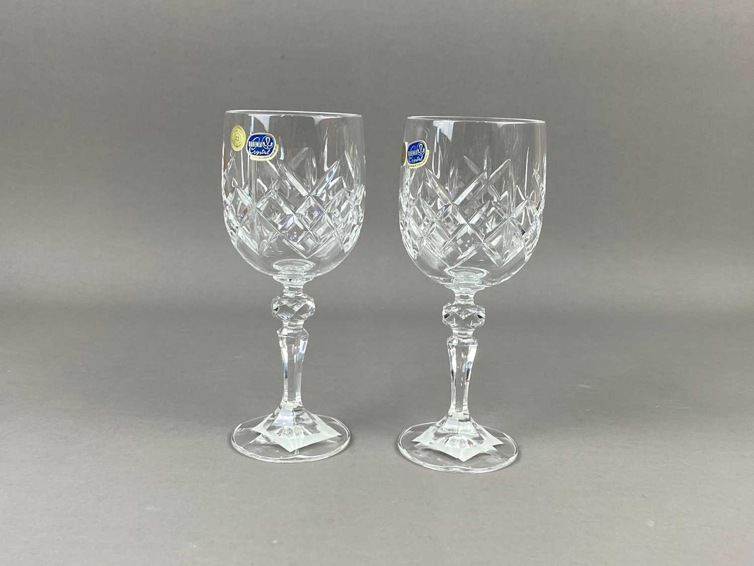Lot 160 A SET OF SIX BOHEMIA CRYSTAL GLASSES, A