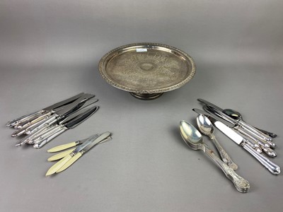 Lot 180A - A SILVER PLATED THREE PIECE TEA SERVICE AND OTHER SILVER PLATED WARE