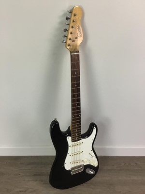 Lot 523 - AN ENCORE ELECTRIC GUITAR ALONG WITH ANOTHER ELECTRIC GUITAR