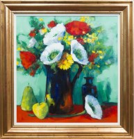 Lot 234 - * MARY GALLAGHER, STILL LIFE WITH FLOWERS AND...
