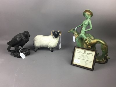 Lot 535 - A HEREDITIES LTD RESIN EAGLE, A PLASTER GROUP AND A CERAMIC RAM