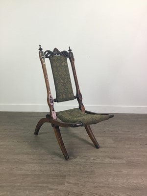 Lot 545 - A VICTORIAN MAHOGANY FOLDING CHAIR