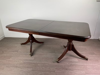Lot 316 - A REPRODUCTION MAHOGANY DINING TABLE AND EIGHT GEORGE III STYLE CHAIRS