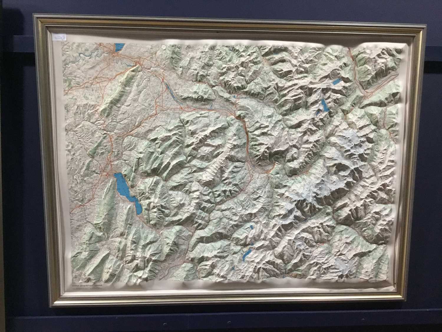 Lot 422 - A RAISED CONTOUR MAP, AND A PICTURE OF MOUNT TEIDE, TENERIFE