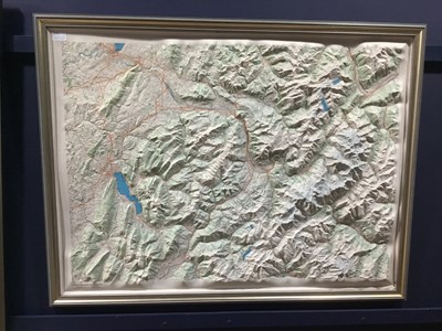 Lot 422A - A RAISED CONTOUR MAP, AND A PICTURE OF MOUNT TEIDE, TENERIFE