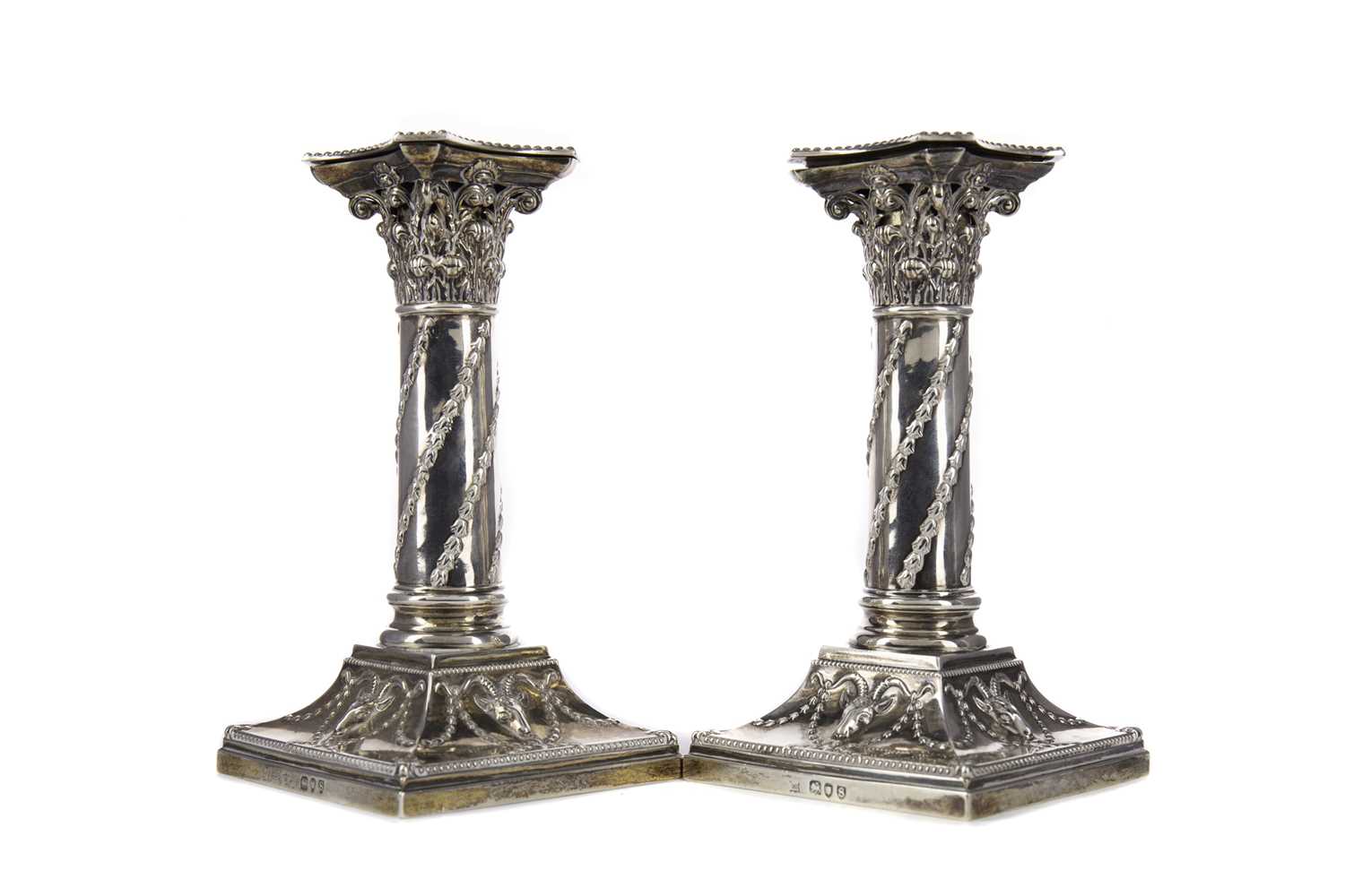 Lot 417 - A PAIR OF VICTORIAN SILVER CANDLESTICKS