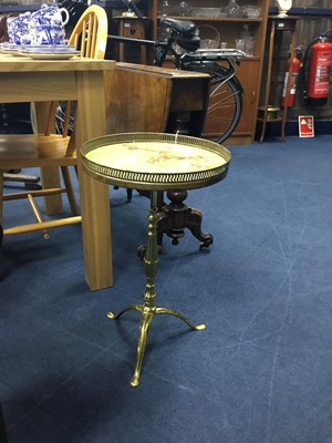 Lot 265A - A BRASS AND SIMULATED ONYX WINE TABLE