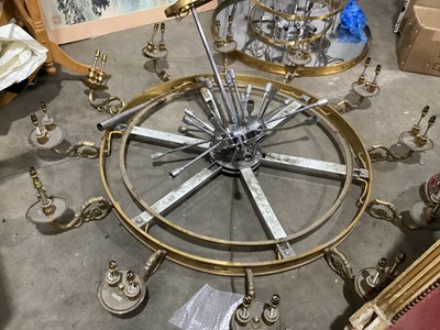 Lot 1324 - A LARGE AND IMPRESSIVE BRASS TWO TIER WATERFALL CHANDELIER