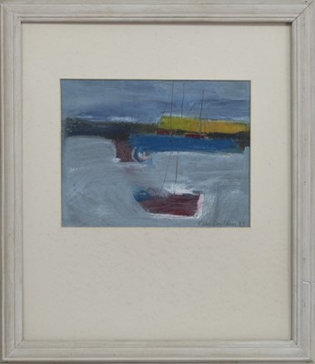 Lot 674 - HARBOUR BLUE, A MIXED MEDIA BY ESTHER DONALDSON