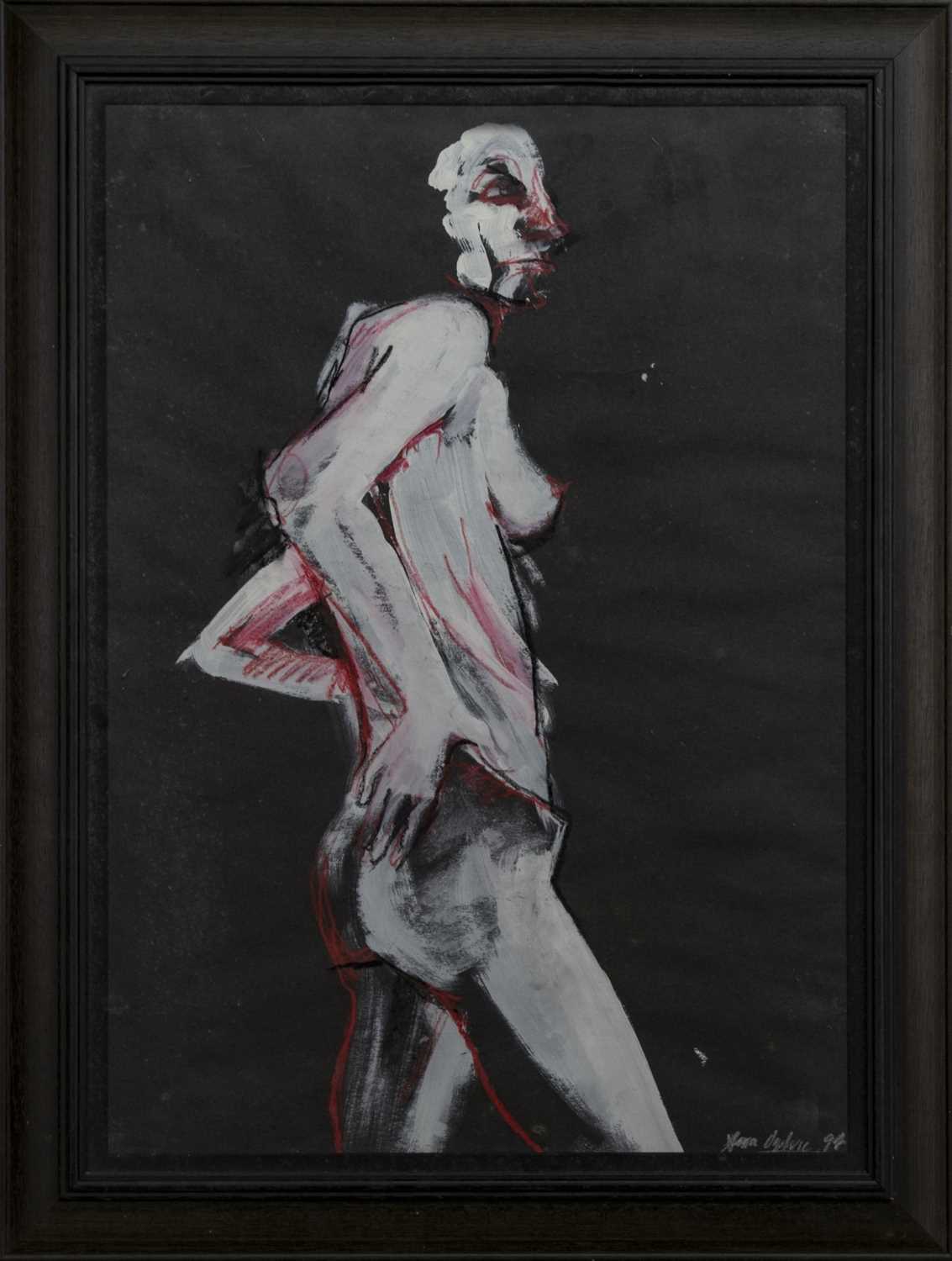 Lot 683 - RED/BLACK NUDE FIGURE, A MIXED MEDIA BY SARA OGILVIE