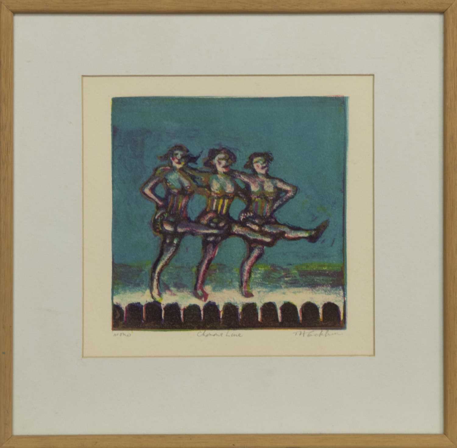 Lot 688 - CHORUS LINE, A COLOURED ETCHING BY TIM COCKBURN