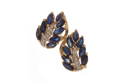Lot 365 - A PAIR OF SAPPHIRE AND DIAMOND EARRINGS