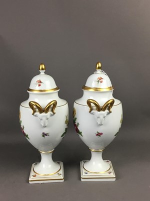 Lot 139A - A PAIR OF KAISER PORCELAIN URN SHAPED VASES AND COVERS