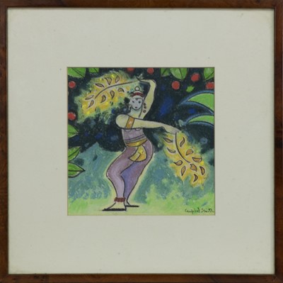 Lot 717 - INDIAN DANCER, A MIXED MEDIA BY CAMPBELL SMITH