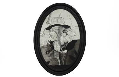 Lot 740 - COWGIRL, A PEN WASH BY ROBERT CALLENDER