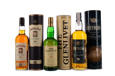 Lot 209 - SPEYBURN AGED 10 YEARS, GLENLIVET AGED 12 YEARS, AND ABERLOUR AGED 10 YEARS