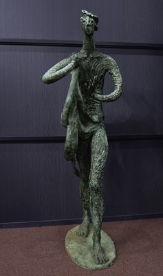 Lot 851 - THE GREEN MAN WALKING, A BRONZE BY ELEANOR CHRISTIE-CHATTERLY