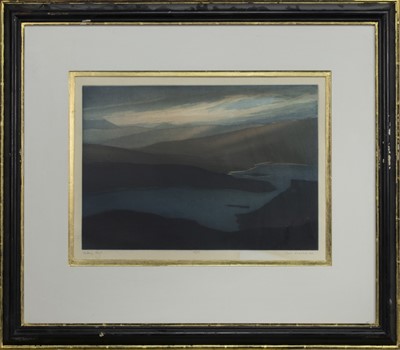 Lot 768 - VRISKAIG POINT, A COLOURED ETCHING BY TOM MACKENZIE
